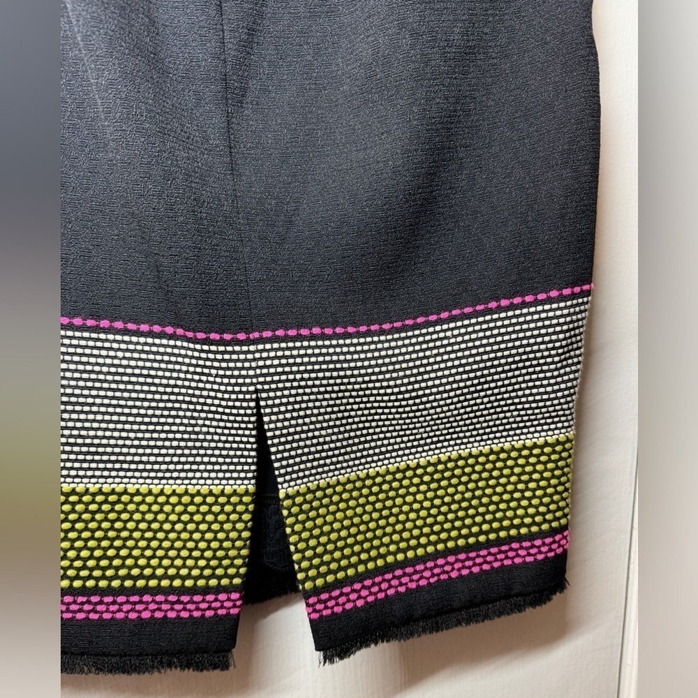 Trina Turk Pencil A Line Textured Cotton Wool Blend Black Pink Striped Skirt 2 - Picture 11 of 13